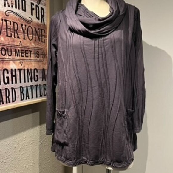 cowlneck purple blouse w pockets NWT - Picture 11 of 12